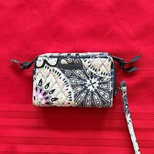 New Vera Bradley Black Multi Patterned Quilted Wristlet